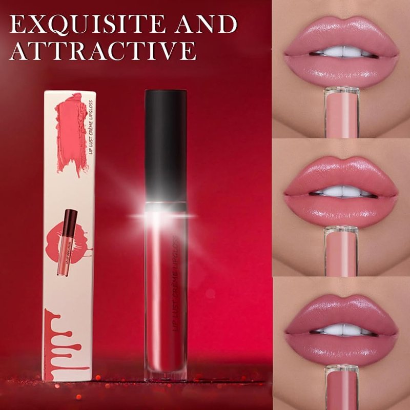 12 Color Cream Lip Gloss, Upgrade Long-Lasting Moisturizing Velvet Lip Lipstick, Waterproof, Non-Fading, Hydrating Lip Tint Natural Jelly Lipstick for Cristmas Party (1#, 1.3 Fl Oz)