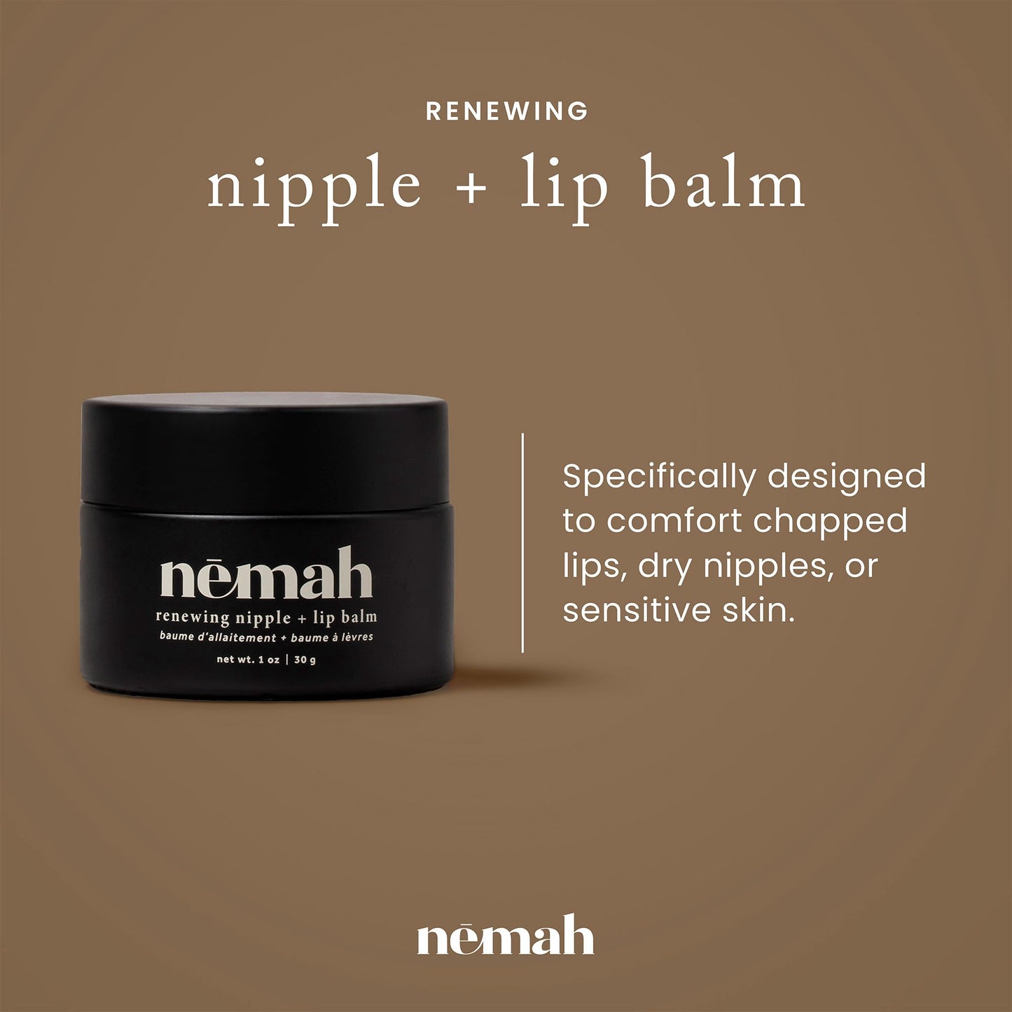 Nemah Nipple Cream, Nipple Cream For Breastfeeding, 2 In 1 Nursing Balm And Lip Balm, Non-Greasy Balm With Calendula Jojoba Mango For Dry Skin, Postpartum Essentials, Vegan and Cruelty-Free, 1 Oz