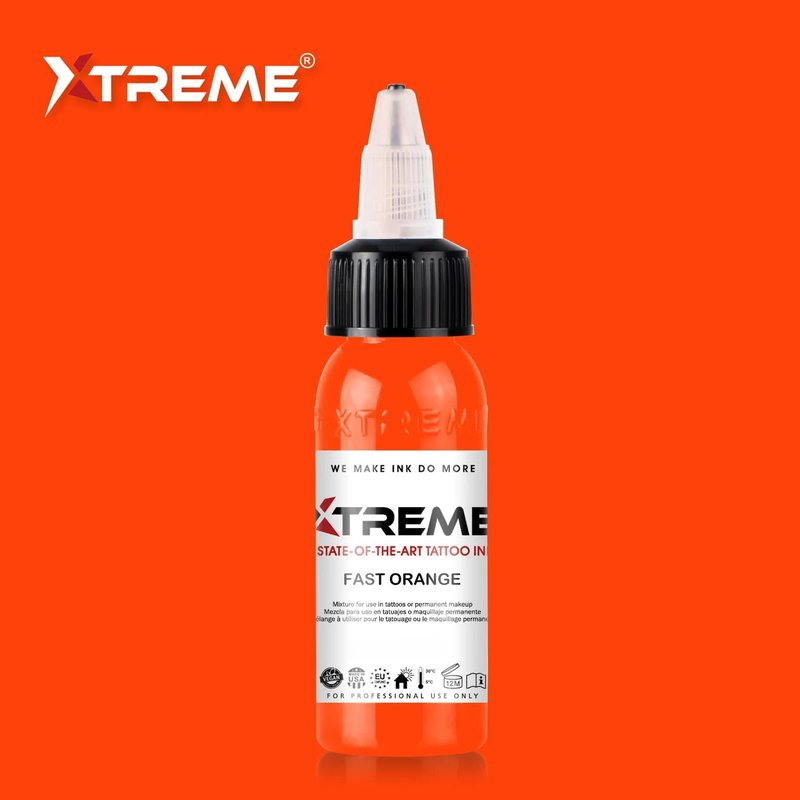 Xtreme Tattoo Ink, Versatile Medium Viscosity for Precision Tattooing, Rich Hue, Quick Healing, Acrylic-Free, Water Based, Highest Safety Standards - Ready-to-Use Tattoo Ink (Fast Orange, 4 oz)