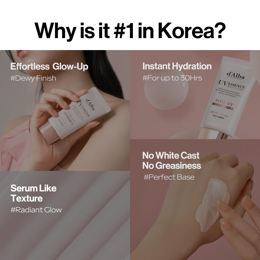 d'alba Waterfull Tone-Up Sunscreen Serum - Broad Spectrum SPF 50 | Korean Face Sunscreen for All Skin Tones (2 x 1.69 fl. oz.)
