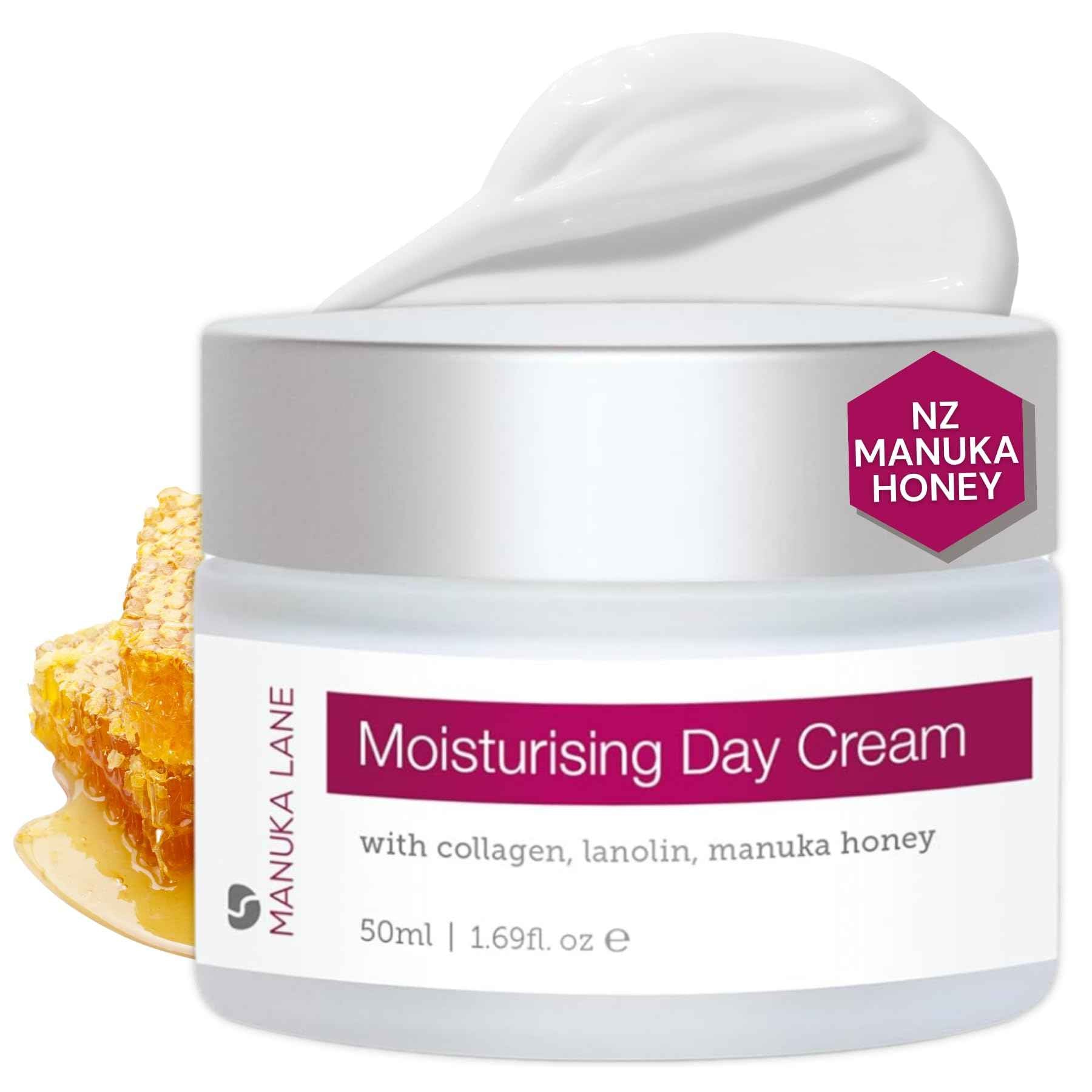 Manuka Lane Luxury Moisturizing Day Cream The Ultimate Skin Moisturizer with real New Zealand Manuka Honey, Hydrolyzed Collagen, and skin-enriching Lanolin