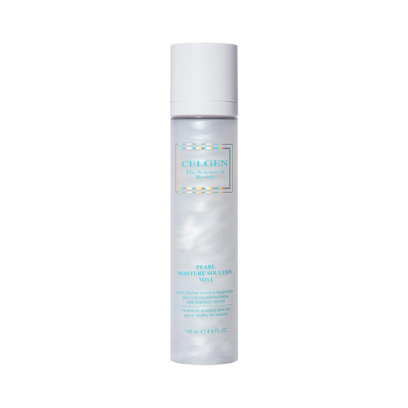 CELGEN Pearl Moisture Solution Mist – Ultra Fine 3-in-1 Setting Spray with Niacinamide and Pearl Extract, Glow Makeup Primer for Dry Skin, Lightweight Hydrating Facial Toner (4.9 fl oz)