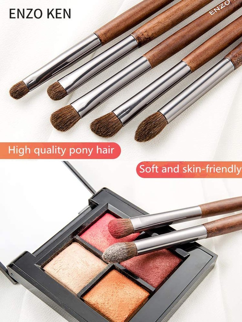 Natural Pony Hair Eye Shadow Brush Set - Professional Small Eyeshadow Brushes for Makeup | Includes Angled & Blending Brushes