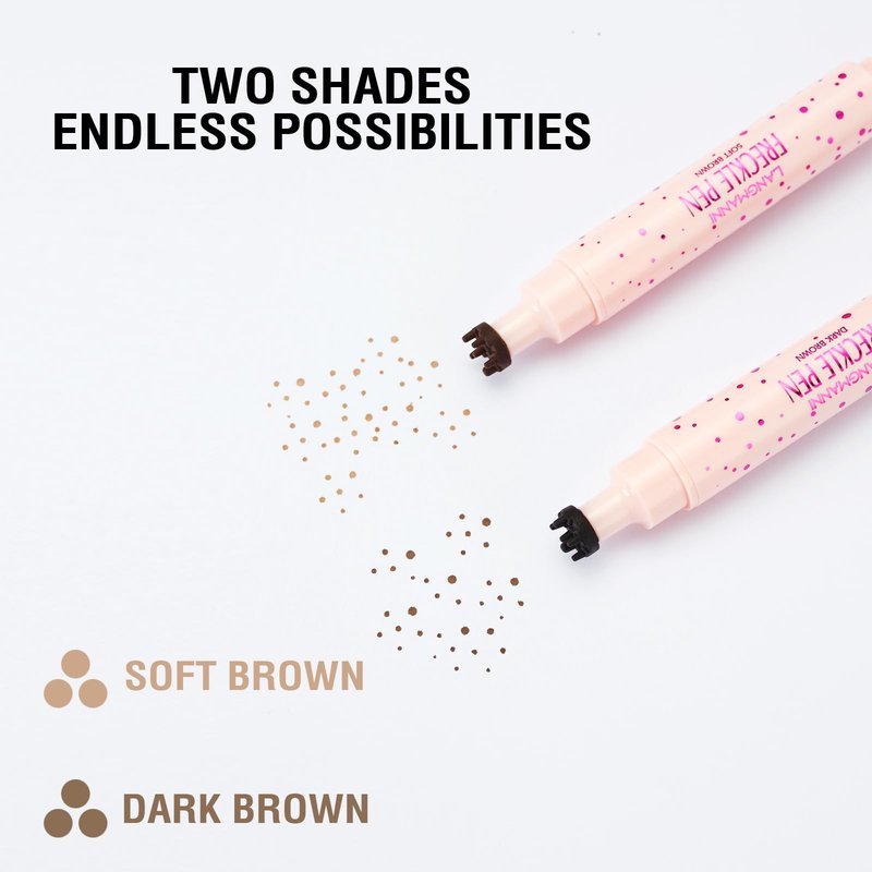Jolilab Freckle Pen 3-in-1: Dual-Ended Stamp & Precision Tip (Eyeliner/Brow Pencil), 2 Shades Soft Brown/Dark Brown, Waterproof Long-Lasting Smudge-Proof Compact On-the-Go Makeup(SOFT&DARK)