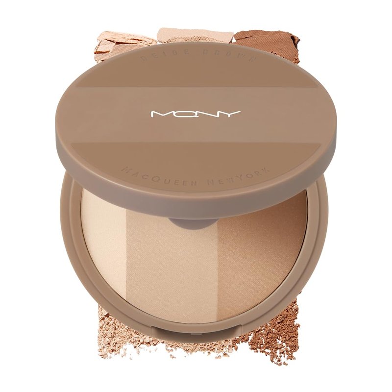 MQNY (MACQUEEN NEWYORK) Fake Up 3 Color Shading - #Gray Brown (Cool Tone), 3-in-1 Contour Palette for Face Sculpting, Long-Lasting Matte Bronzer & Pressed Powder, 0.31 oz (9g)