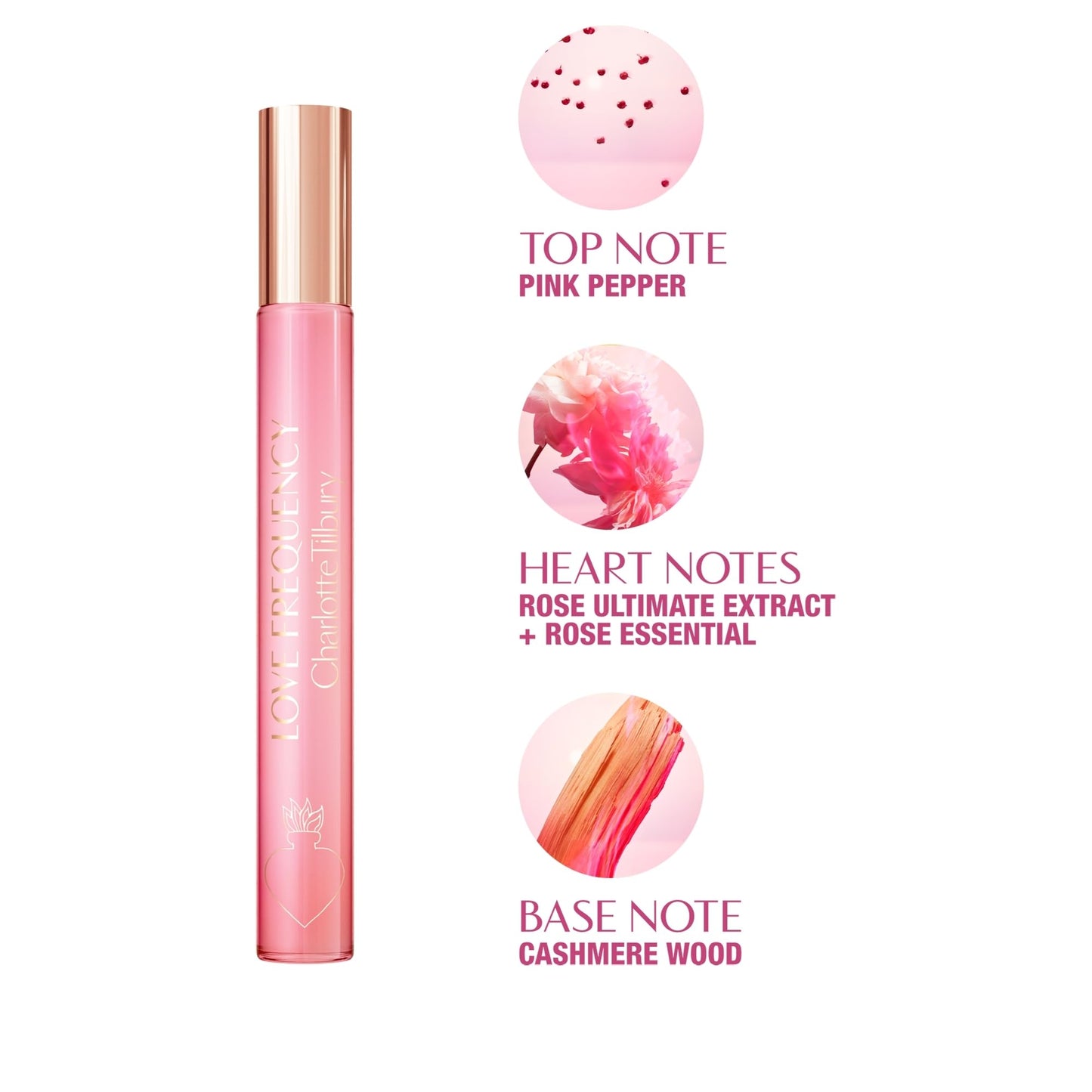 Charlotte Tilbury Love Frequency Eau De Parfum - Pheromone Enhancing Floral Perfume Enriched with Naturally-Derived Oils - Long-Lasting Scent with Notes of Patchouli Musk & Rose (10ml)