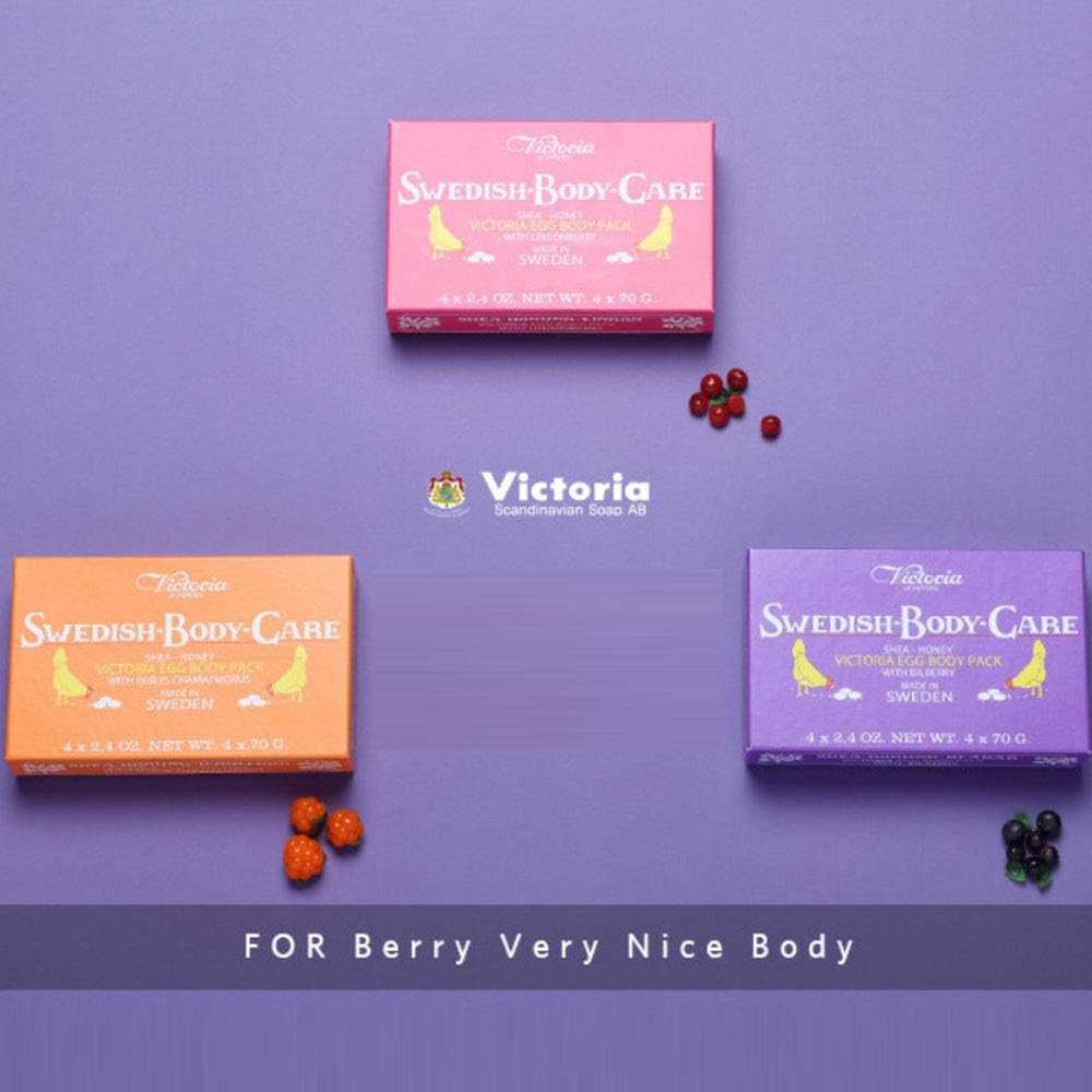 Shea Butter Soap with Honey & Lingonberry - 4 Bars + 2 Disposable Shower Sponges