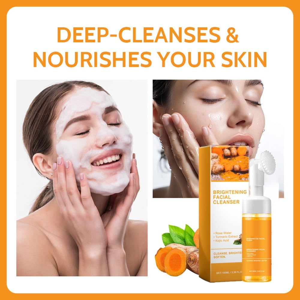 Turmeric Facial Care Set - Kojic Soap Bar, Cleansing Wash & Facial Pads | 3-Piece Skincare Trio