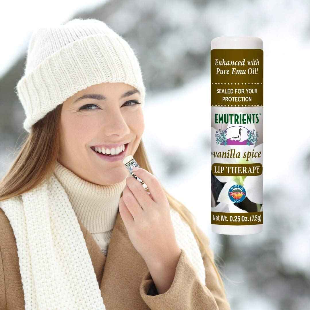 Montana Emu Ranch - Lip Therapy Lip Balm - 0.25 Ounce - Vanilla Spice Flavor - 3 Pack - Made with Pure Emu Oil