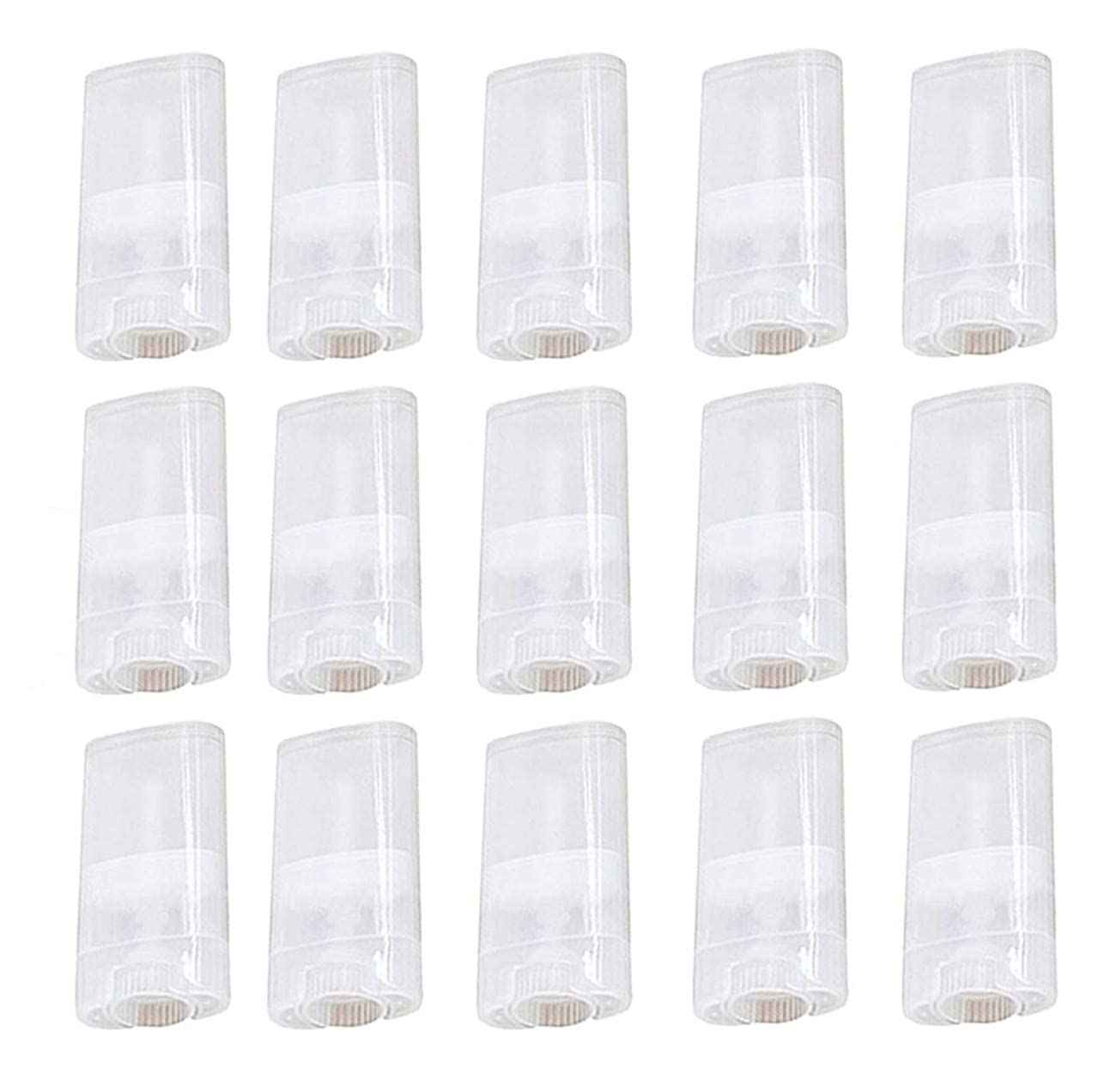 Healthcom 30pcs 0.5 Oz Clear Empty Plastic Deodorant Containers New Empty Oval Lip Balm Tubes 15ml Oval Deodorant Containers for Lipstick Crayon Chapstick DIY Make Your Own Deodorant Lotion Bar