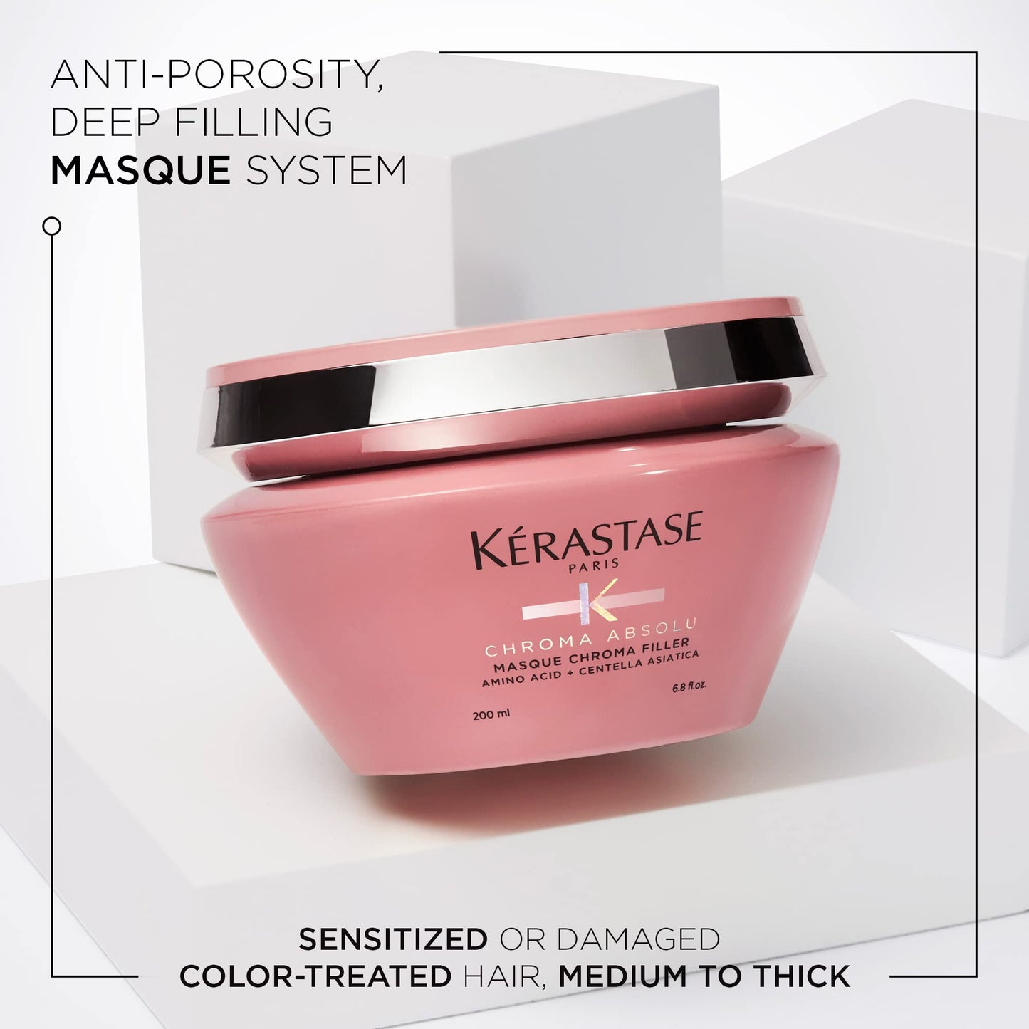 Kerastase Chroma Absolu Anti-Porosity Deep-Filling Hair Mask For Damaged and Color-Treated Hair - Strengthens and Hydrates With Amino & Lactic Acid, 6.8 Fl Oz