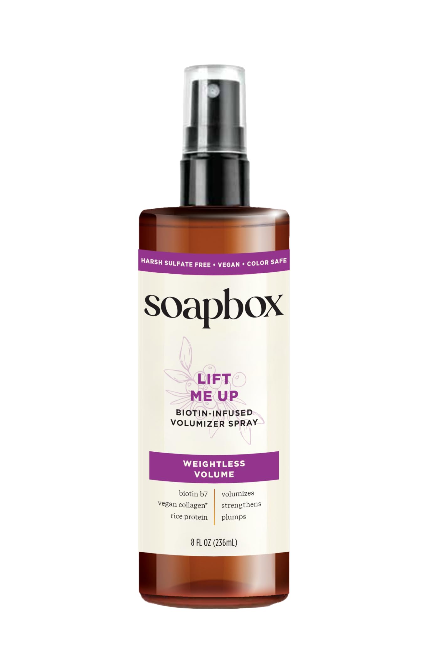 Soapbox Lift Me Up, Volumizing Spray for Hair - Adds Lift, Shine, & Volume to Hair - Biotin Lightweight Volume Spray - Clean Ingredients Free of Harsh Chemicals, Sulfates, Parabens & Silicones - 8 oz