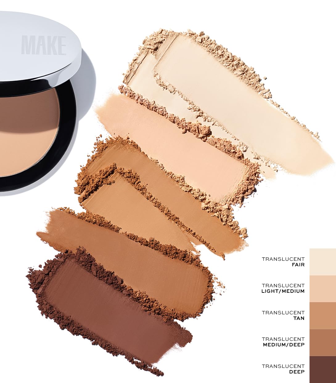 MAKE Beauty Diffusion Set, Translucent Setting Powder - Pressed Face Powder Compact for Smooth Matte Complexion. Sheer Coverage Finishing Foundation for Excess Oil. Shade - Light Medium
