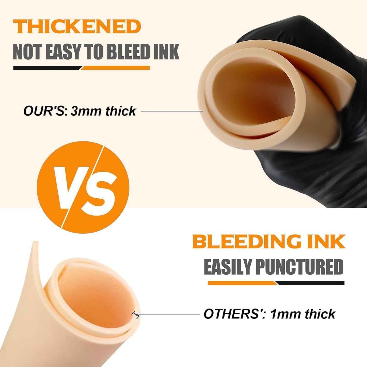 Yangna 3MM Tattoo Practice Skin - 8 Pack (7.4"x5.6") 3MM Thick Reusable Fake Skin for Tattoo Training, Double-Sided Silicone Sheets for Beginners & Artists