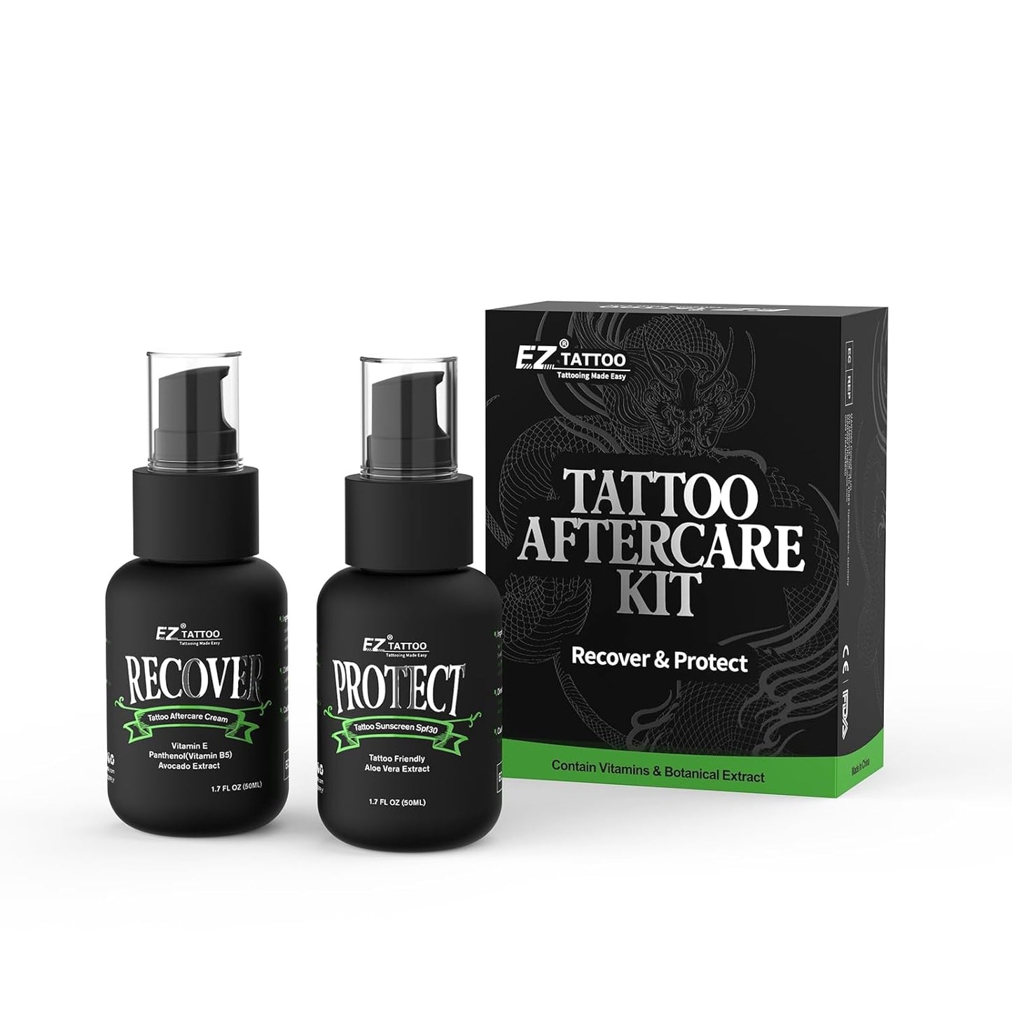 Tattoo Aftercare Kit - 1.7oz Cream & Sunscreen SPF 30 | Natural Healing & Protection Bundle