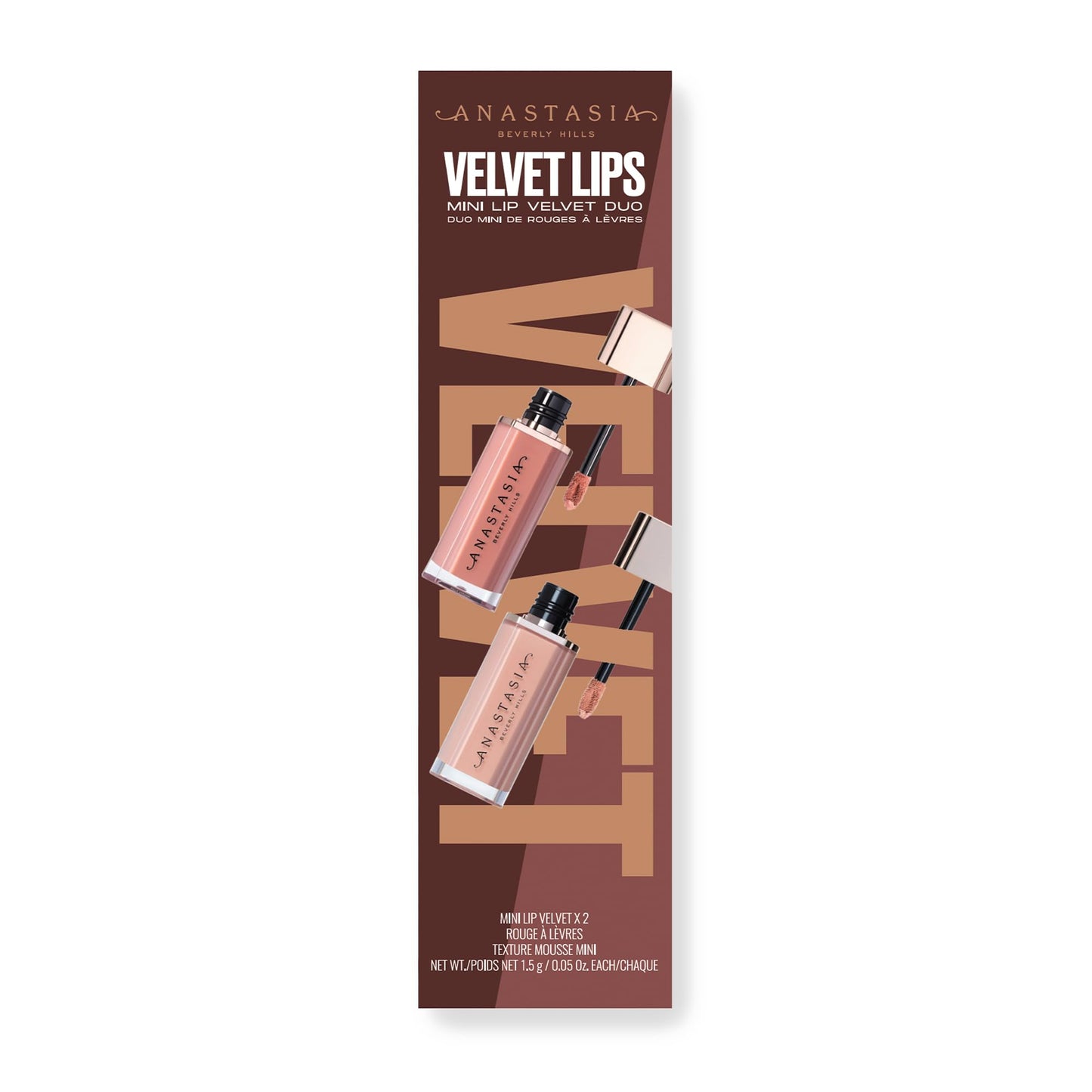 Anastasia Beverly Hills Mini Lip Velvet Duo - Travel-Size Luxury Lip Set, High-Pigment Blurred-Effect Matte Lip Colors with Velvet Finish - Softy + Peachy Nude