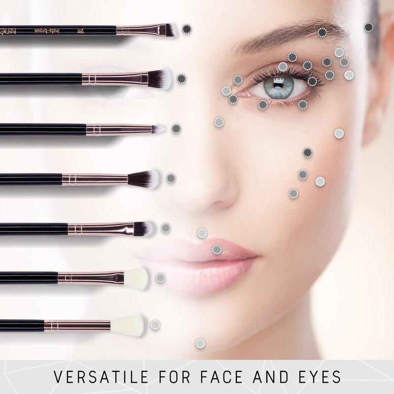 Niré Eye Brush Set - Premium Eye Makeup Brushes for Flawless Application | Includes Eyeshadow, Eyebrow Brush & Tweezers in Rose Gold