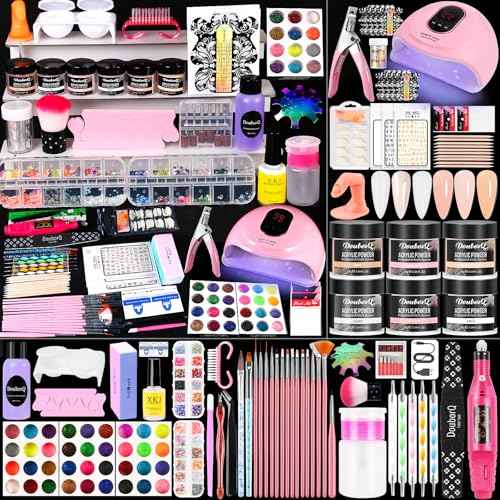 Acrylic Nail Kit With Drill And U V Light Full Nail Kit Set Professional Nail Starter Kit For Beginners Acrylic With Everything