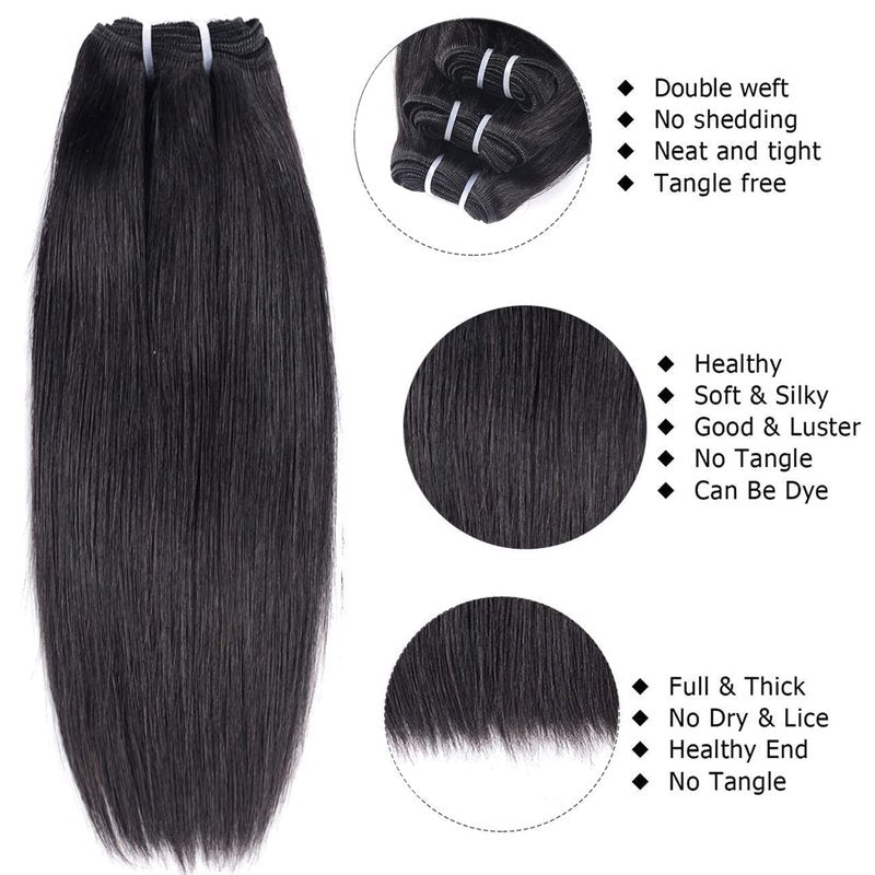 12A Brazilian Virgin Human Hair Bundles - Natural Color, 100% Unprocessed | 12 Inch, Straight, 4 Pack