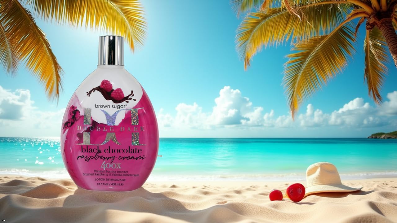 Brown Sugar Black Chocolate Raspberry Cream 400X Plateau-Busting Bronzer with Max Silicones, Skin Hydrators, and Advanced Color Enhancers – 13.5 oz Tanning Lotion