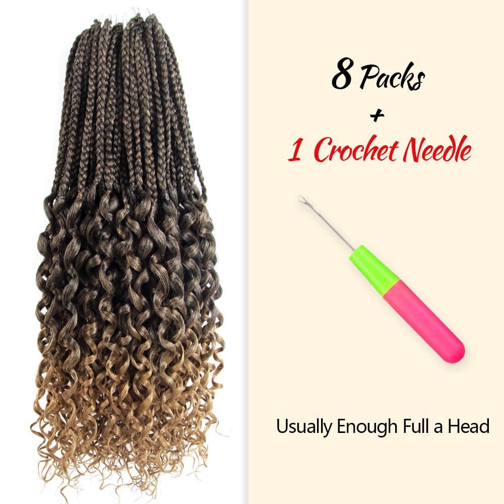 SECPOCPONY Long Boho Curl Box Braids Crochet Hair, 30 Inch, 8 Packs, T27