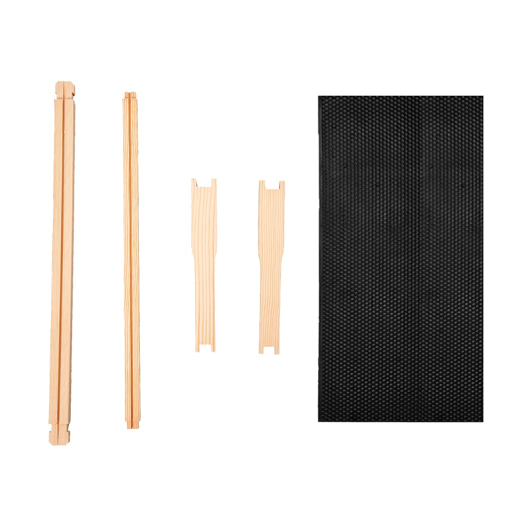 Deep Brood Beehive Frames with Wax Foundation, 10 Pack Honey Bee Frames with 100% Beeswax Coated Food Grade Foundation Sheets, 9-1/8-Inch (Black)