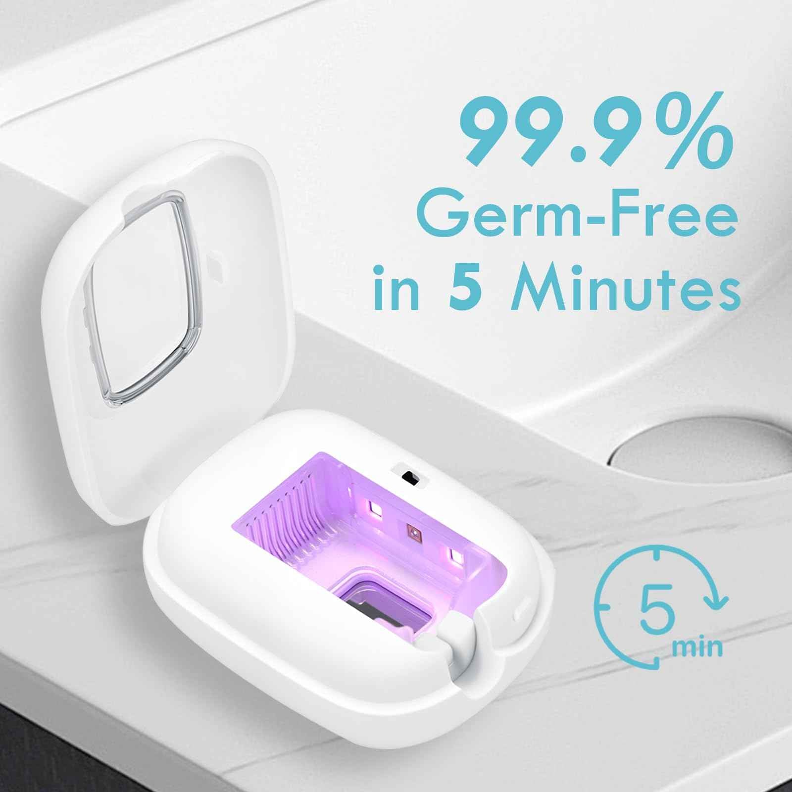 RILIZER UV Toothbrush Sanitizer Cover, Rechargeable Travel Cap with Magnetic Wall Mount, Portable Cleaner for Any Size Toothbrush