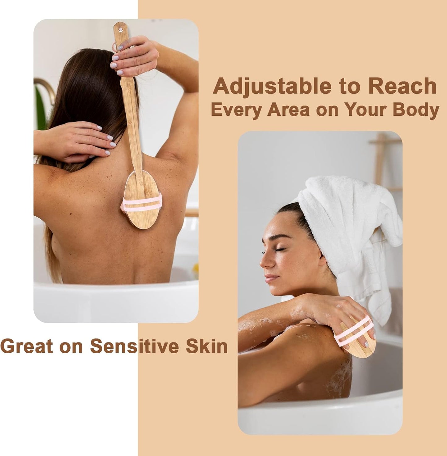 Silicon Bath Scrubber Kit - Scalp, Body, Back & Face Massager | Gentle Exfoliating, Easy to Clean, Long Lasting (Pink)