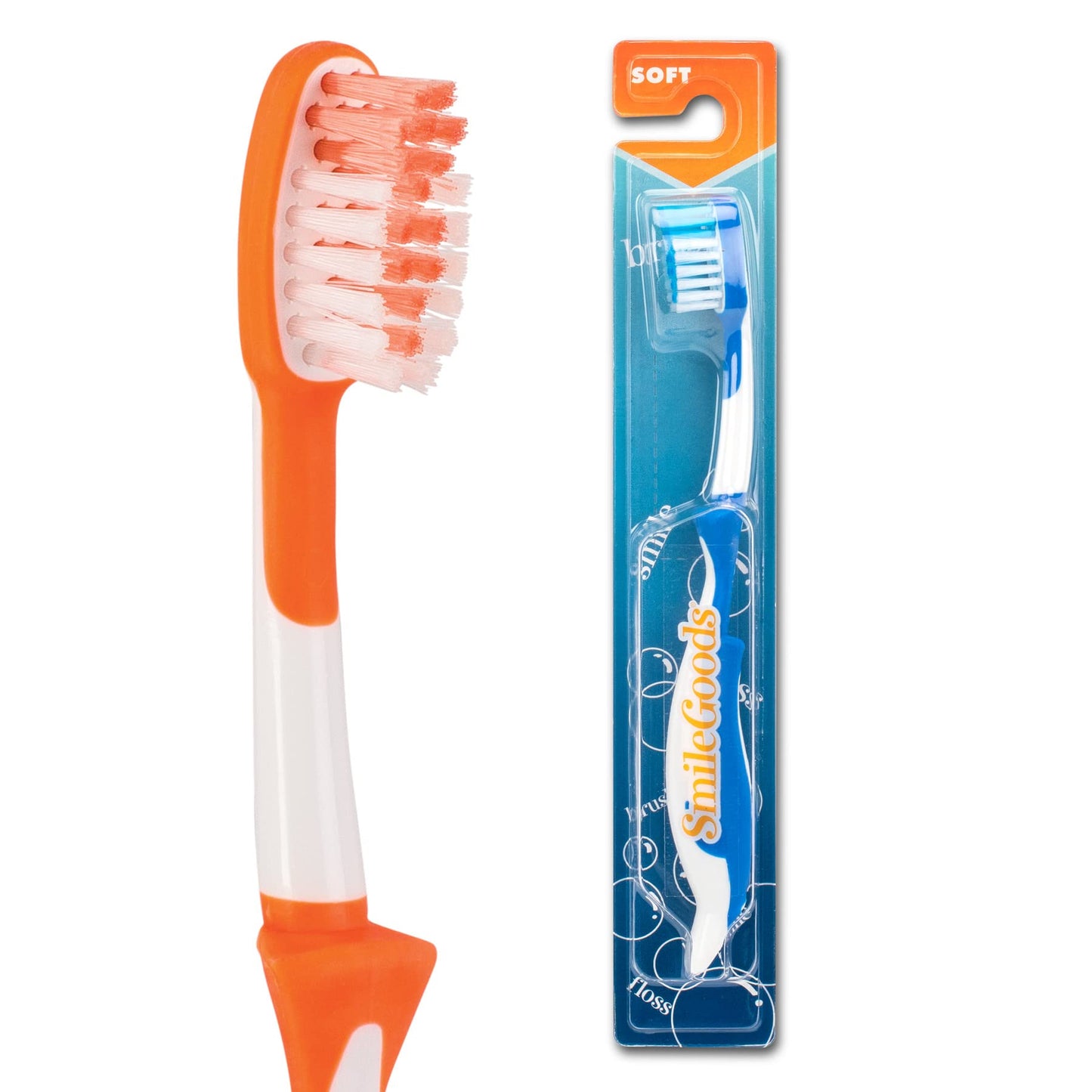Practicon SmileGoods Y261 Child Toothbrush, Soft, w/ Dolphin Grip, Individually Packaged Toothbrushes, Assorted Colors, Bulk Pack of 72