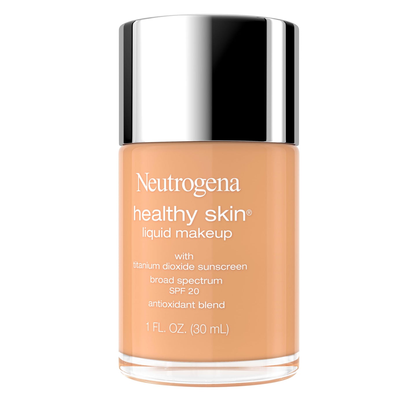 Neutrogena Healthy Skin Liquid Foundation Makeup with Broad Spectrum SPF 20 Sunscreen, Lightweight, Medium Coverage Makeup with Sunscreen and Pro-Vitamin B5, Soft Beige 350C, 1 fl. oz