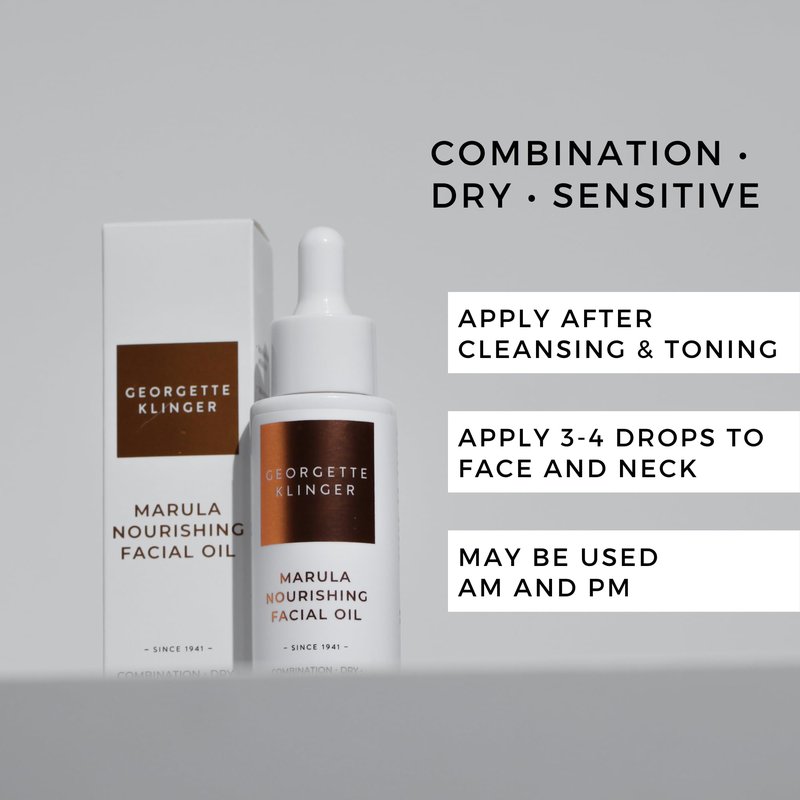 Marula Nourishing Facial Oil - Anti-Aging Serum: Minimize Pores, Diminish Lines, and Wrinkles for Plump Hydrated Skin and Improve Skin Barrier with 10 Natural Oils - 1 oz by Georgette Klinger