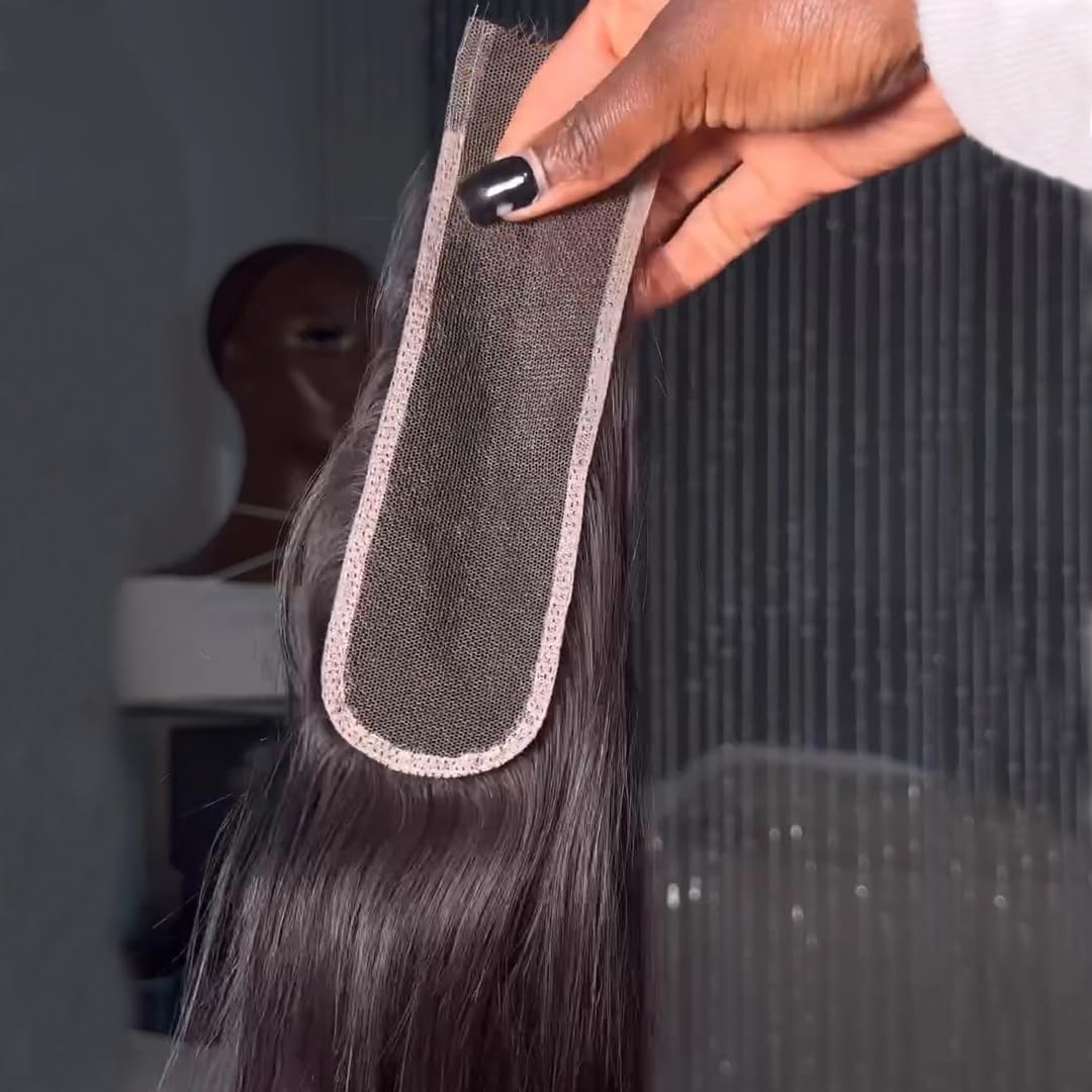 BEEOS 2x6 SKINLIKE Real HD Lace Closure, Straight Human Hair Pre-Plucked Bleacheck Knots 0.10mm Ultra-thin Invisible Swiss Lace 12 Inch