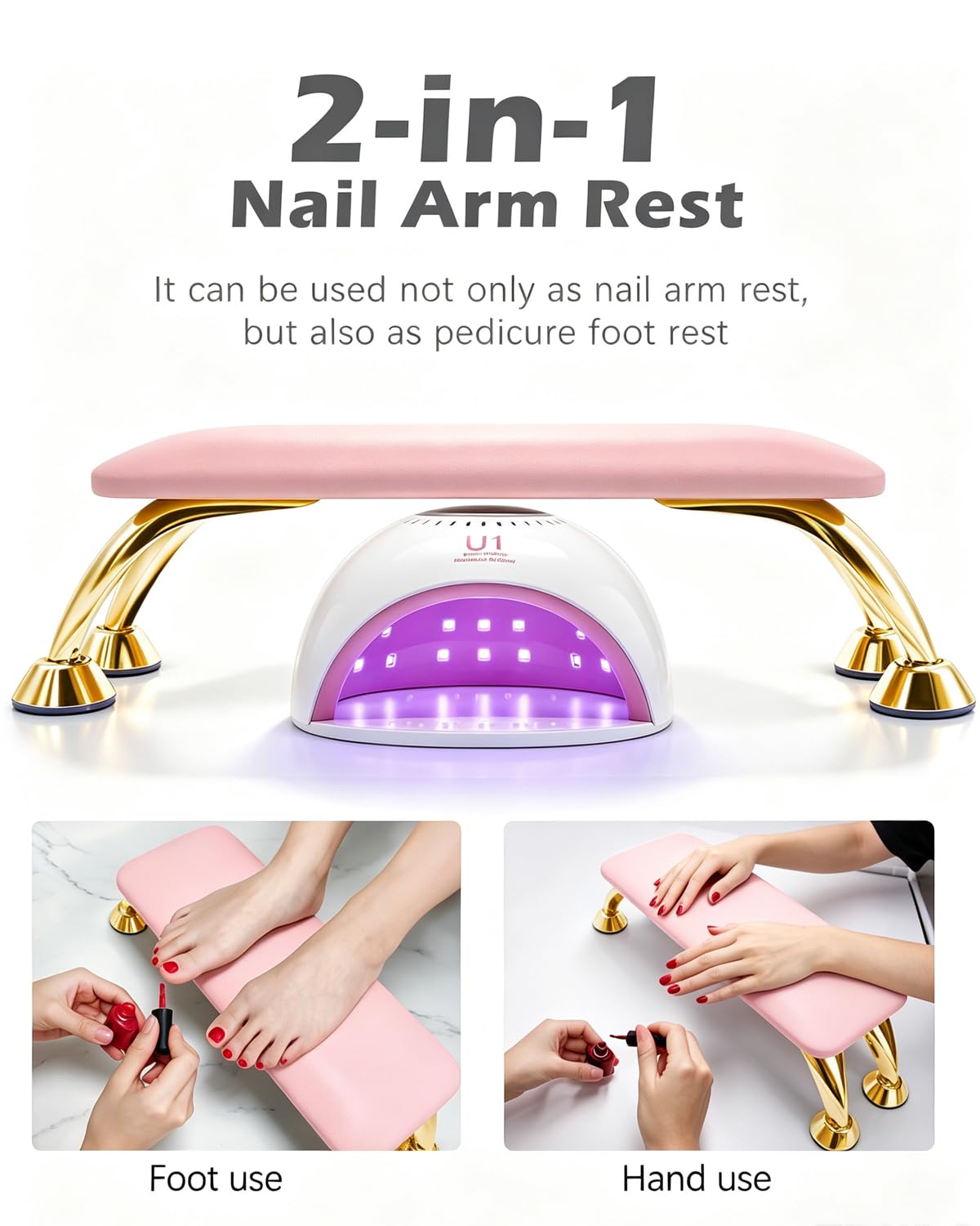 Arm Rest for Nails Tech, Pink Nail Arm Rest Manicure Hand Rest