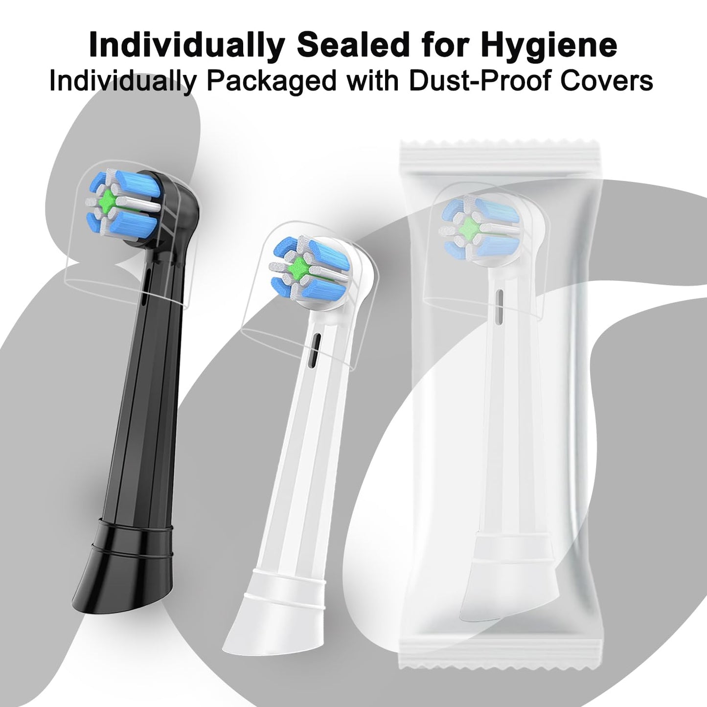 IO Toothbrush Replacement Heads, Compatible with Oral B IO Series 2-10 Electric Toothbrushes, Medium Soft Bristles, Individually Wrapped for Easy Replacement (White+Black, 12PCS)