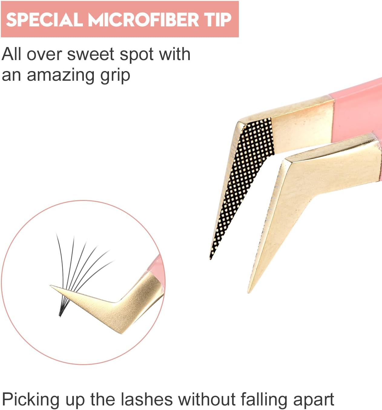 Eyelash Extension Tweezers Set - 5 Pcs Fiber Tip Grip Isolation & 45/90 Degree Volume Tweezers