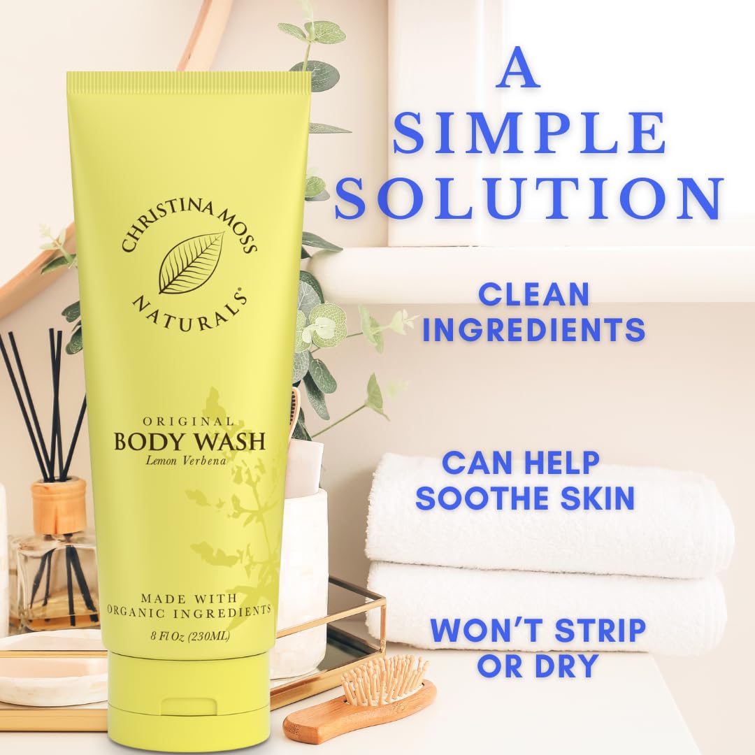 Christina Moss Naturals Verbena Body Wash, Natural & Organic Ingredients, Plant-Based, No Parabens, Sulfates Free, Non-Toxic