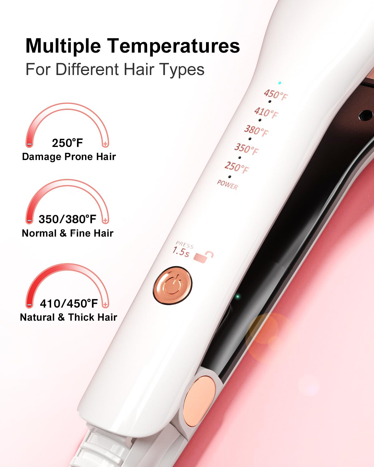 K&K Wide Hair Straightener Iron, Ceramic Tourmaline Coating 1.5 Inch Flat Iron for Long Hair, Professional Keratin Therapy Straighteners for Less Frizz, Shinier & Smoother Hair, Hair Styling Tools