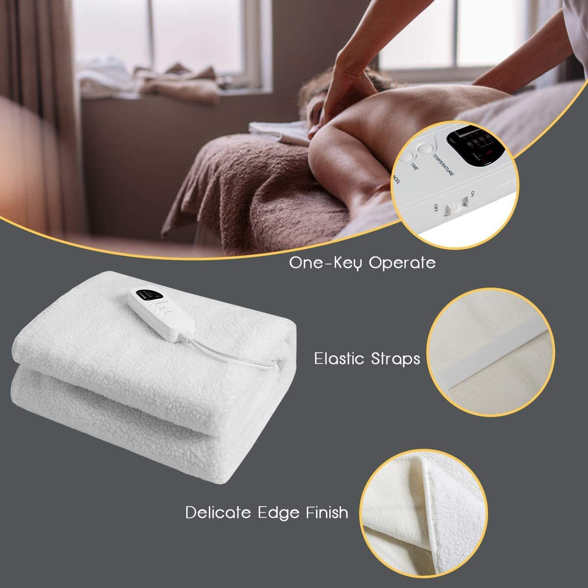 BUSHLY Massage Table Warmer 71” x 30” (L x W), Portable Massage Heating Pad 5 Heat Settings & Timer, Electric Heating Pad with Overheating Protection for Spa Table, Massage Bed