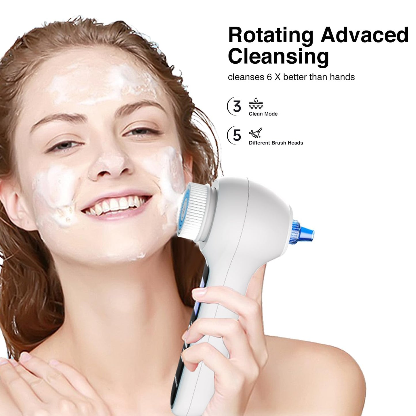 UMICKOO 3 in 1 Facial Cleansing Brush & Blackhead Remover, Rechargeable Face Scrubber with LCD Screen, IPX7 Waterproof, Deep Pore Cleaning, Exfoliating & Massaging for All Skin Types