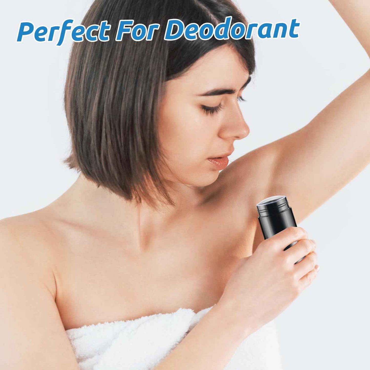 Mirrline 10 Pcs 75ml/2.5oz Empty Deodorant Containers Plastic Twist-up Filling Stick Refillable Round Bottom Fill Bottles Tubes for Homemade Natural Deodorant Lip Balm Soap - Black