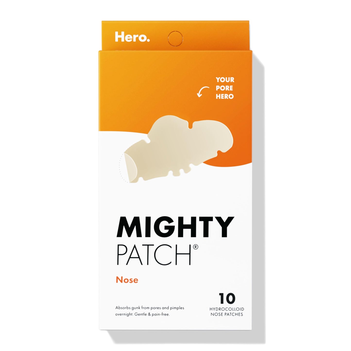 Mighty Patch Nose Pimple Patches from Hero Cosmetics, Large Hydrocolloid Pore Strips, Dermatologist Approved, Overnight, Pimple Stickers to Absorb Acne Nose Gunk, 10 Count