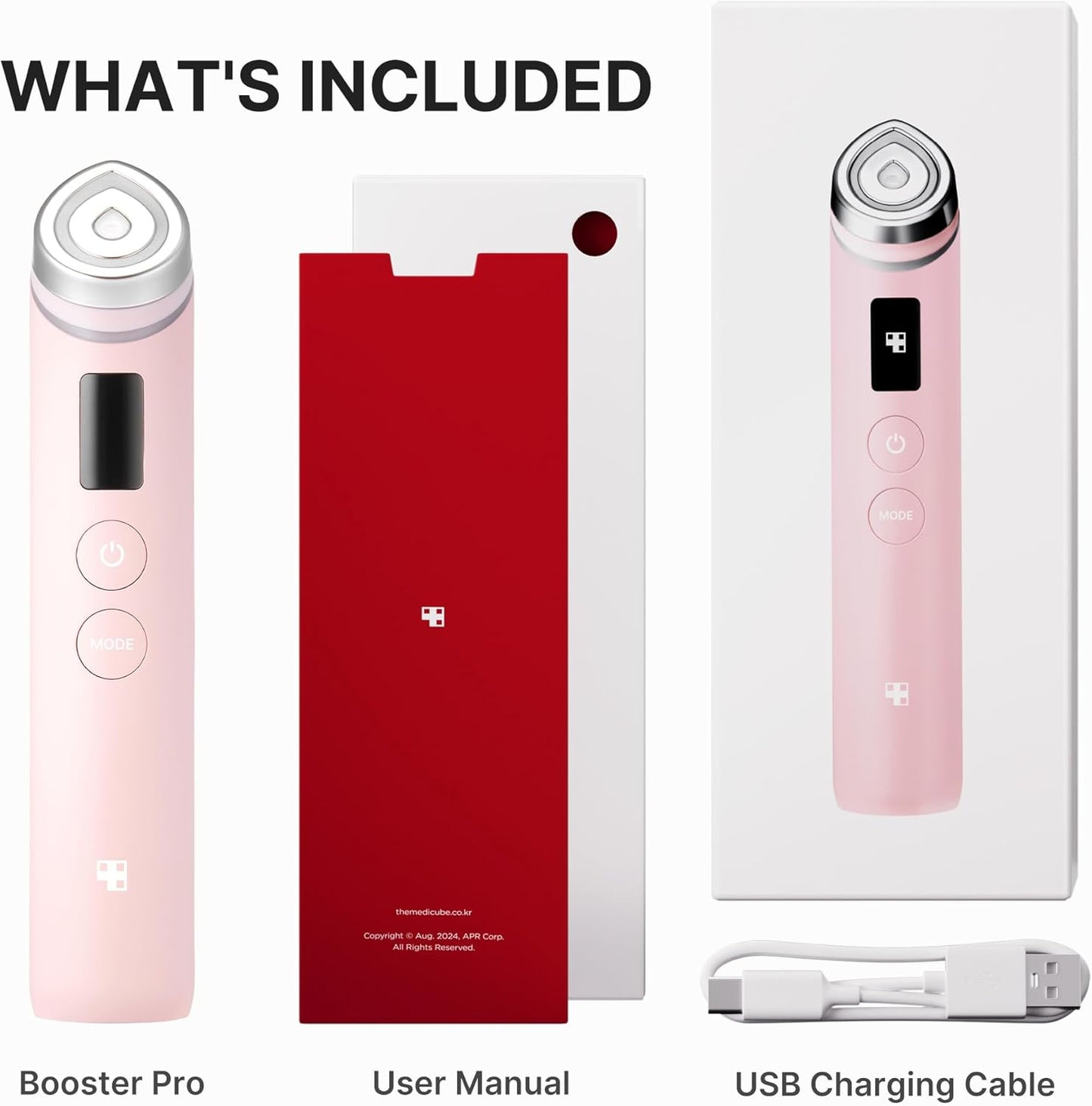 Medicube Booster Pro - 6-in-1 Real Glass Glow Beauty Massager for Clear, Radiant Skin | Pink