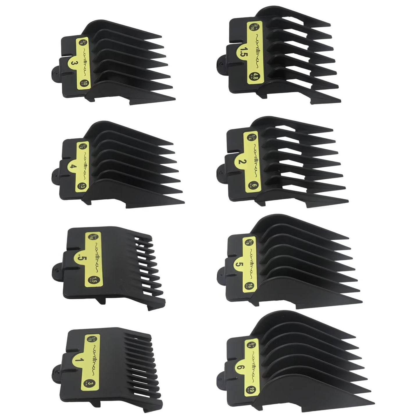 Zafina-UP Clipper Guide Combs Set, 8pcs Hair Clipper Guards (1/16, 1/8, 3/16, 1/4, 3/8, 1/2, 5/8, 3/4 inch), Trimmer Guards Compatible with BaBylissPRO Barberology FX870, FX880, FX825, FX673