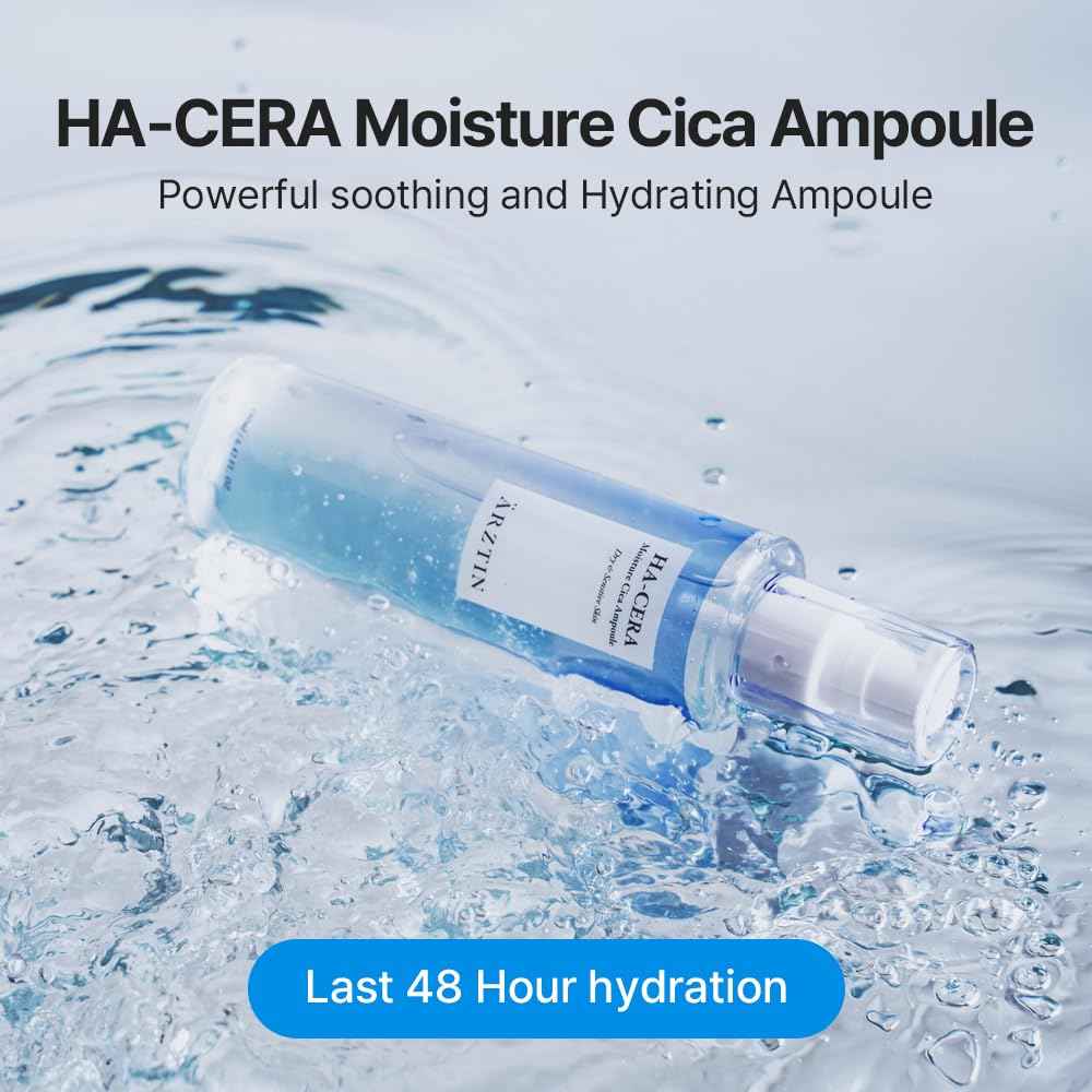HA-CERA Moisture Ampoule, 6.42 fl oz, Calming Deep Moisturizing Serum with CICA Ceramide Hydrolyzed Hyaluronic Acid