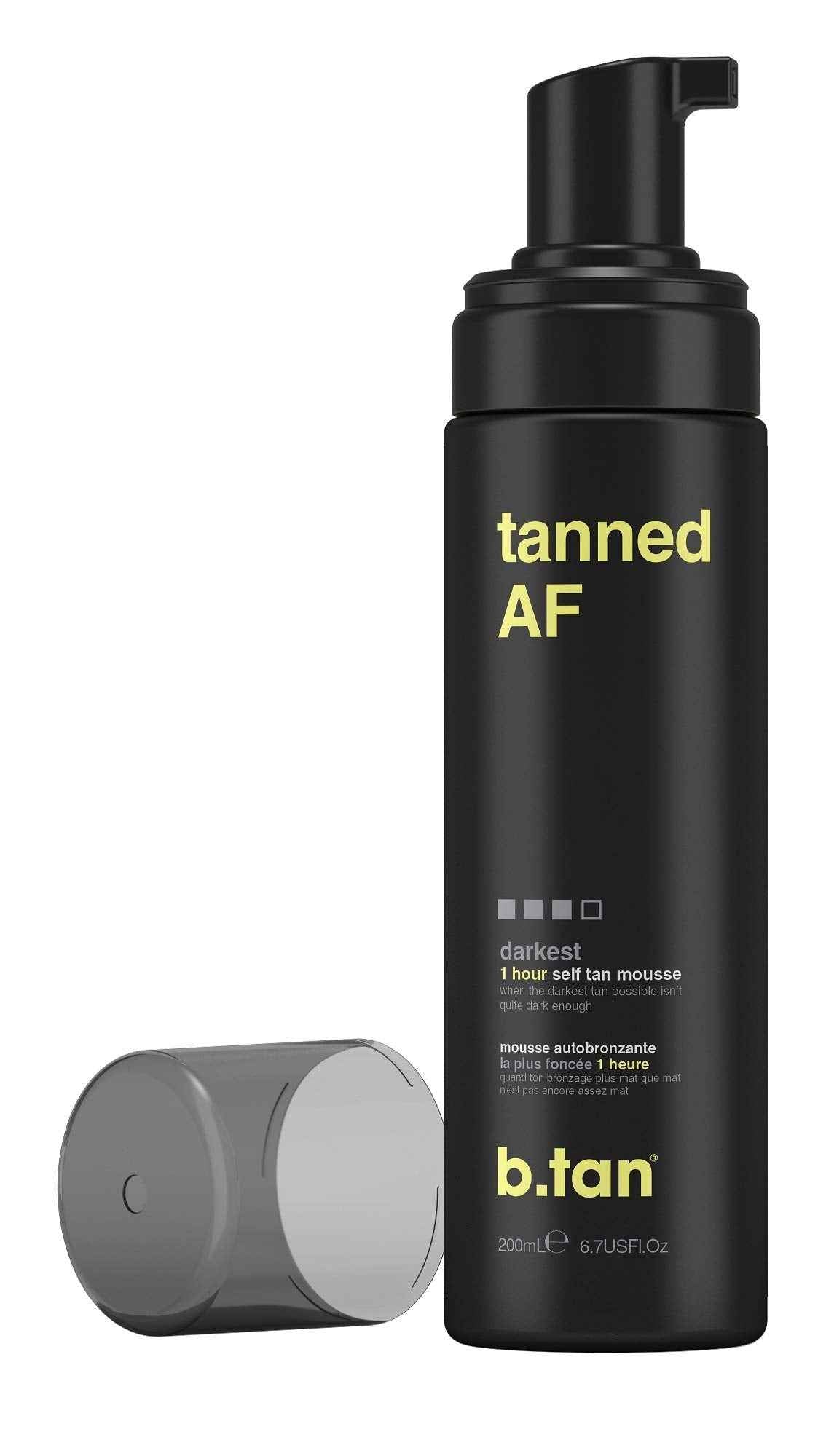 b.tan Self Tan Mousse - Tanned AF - Darkest Self Tanner for Fastest, Darkest Tan, 6.7 Fl Oz (Pack of 2)