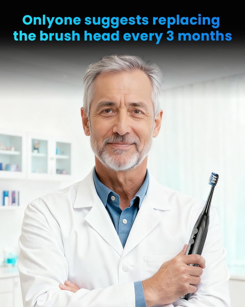 Ultrasonic Electric Toothbrush for Adults - Rechargeable with 8 Brush Heads & Travel Case | 5 Modes, Smart Timer