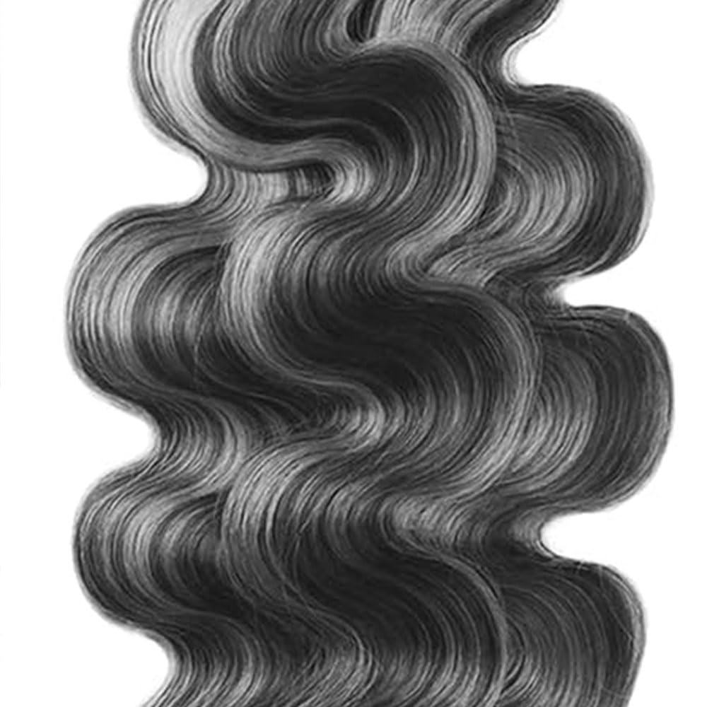 Bafamiya Highlight Grey Human Hair Bundles Body Wave 12 14 16 Inch P1B/Grey Bundles Human Hair 3 Bundle 300g Total Unprocessed Brazilian Virgin Hair for Black Women