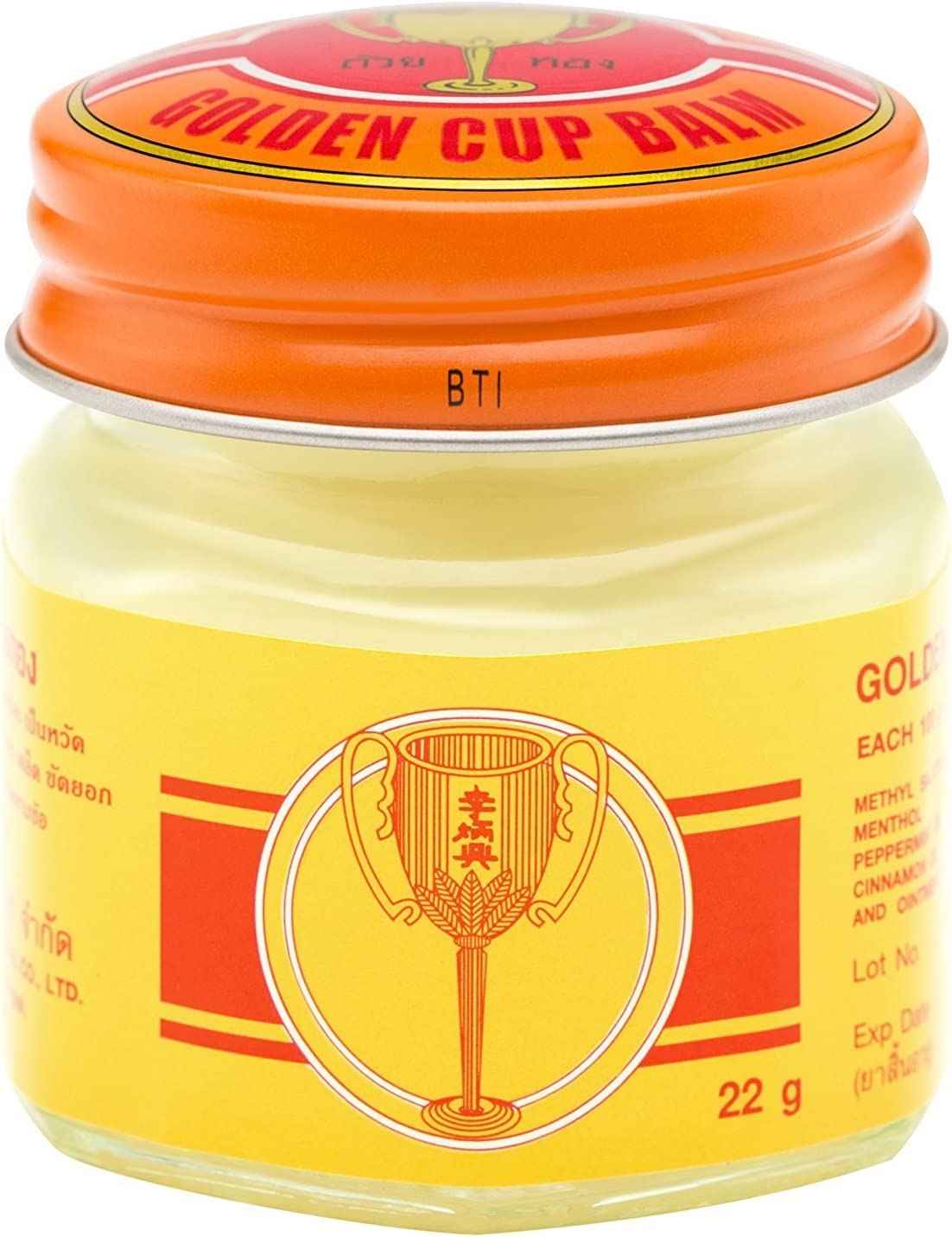 Golden Cup Balm Yellow Herbal Thai Ointment, 22g (Pack of 3)
