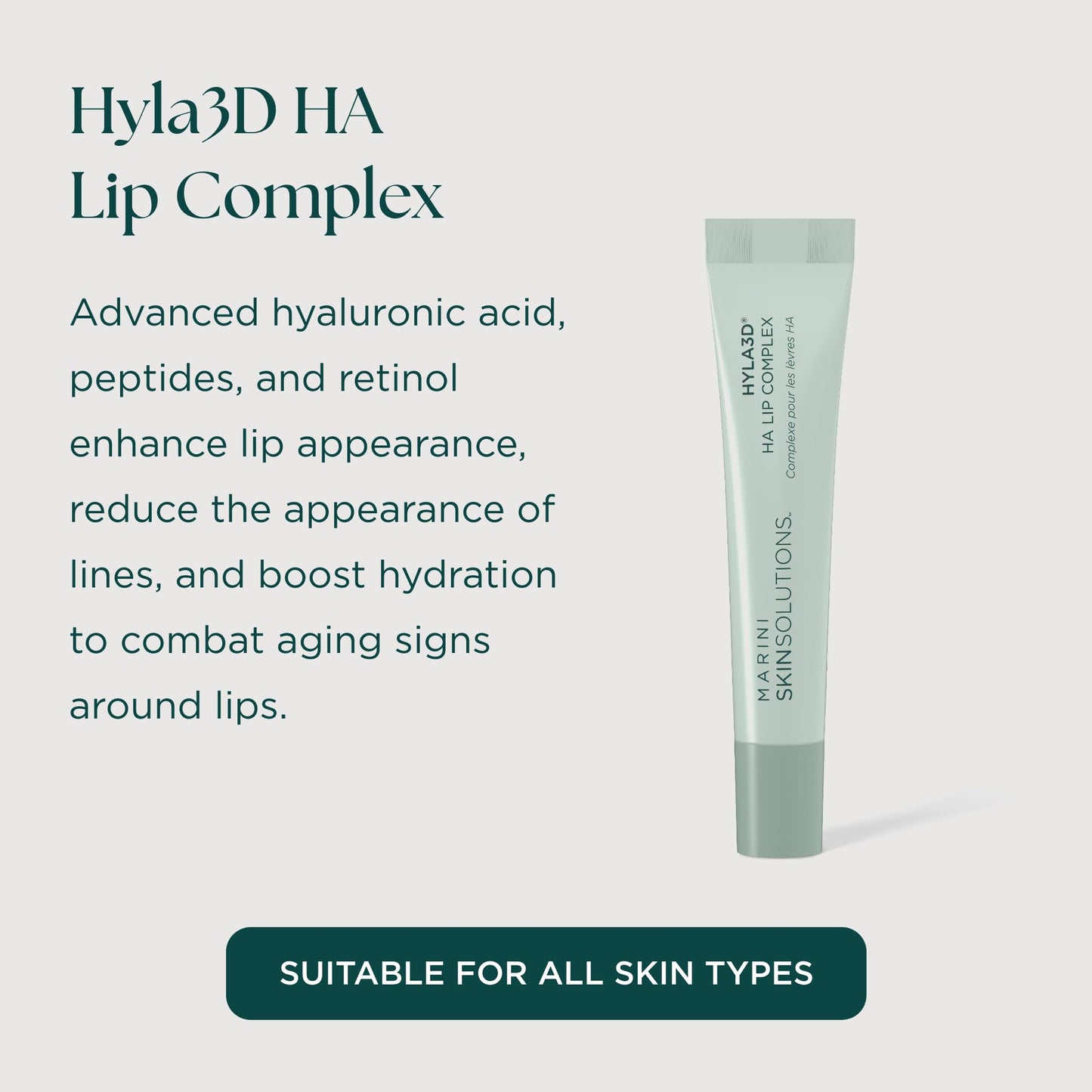 Marini SkinSolutions Hyla3D HA Lip Complex - Targets Visible Signs of Aging of Lips & Boosts Hydration with Hyaluronic Acid, Peptides & Retinol - Cruelty Free - Made in the USA - 0.5 oz