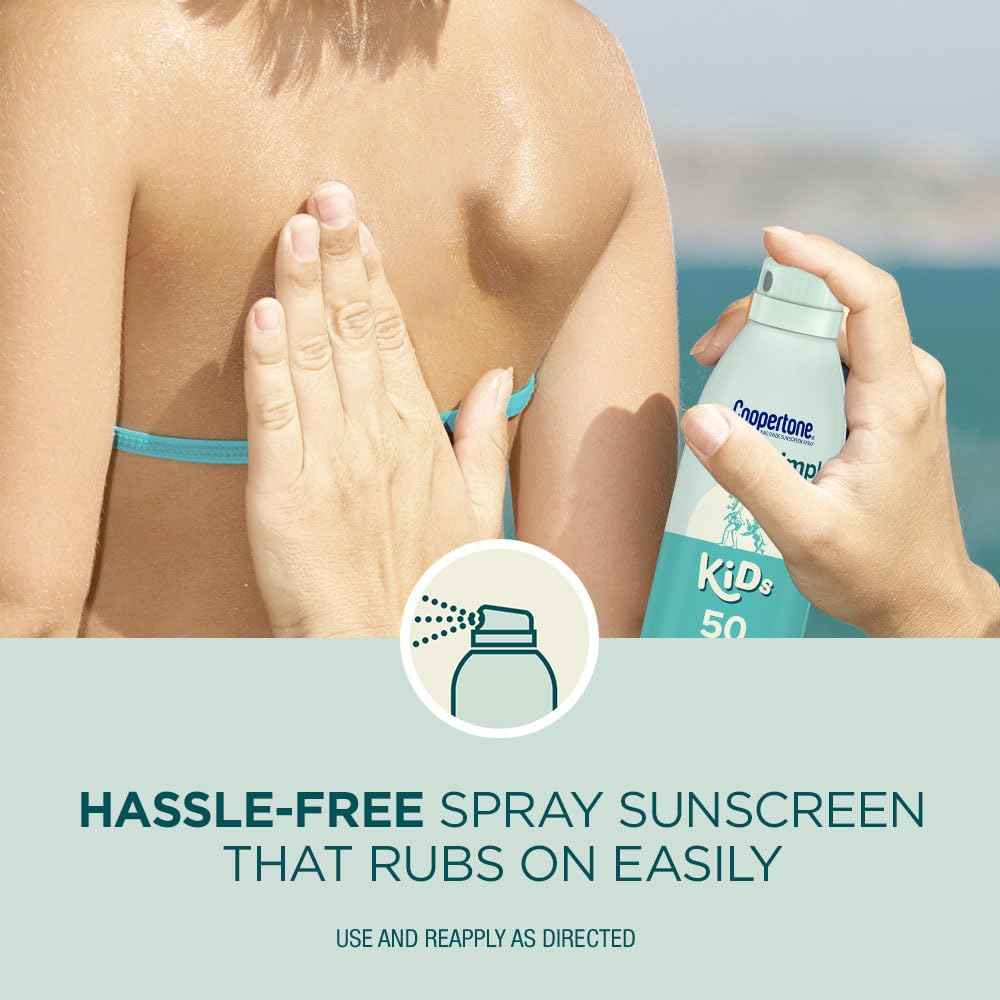 Coppertone Pure and Simple Kids Mineral Sunscreen Spray SPF 50 (5 Oz) + Kids Sunscreen Stick SPF 50 (0.49 Oz), Hypoallergenic and Fragrance Free